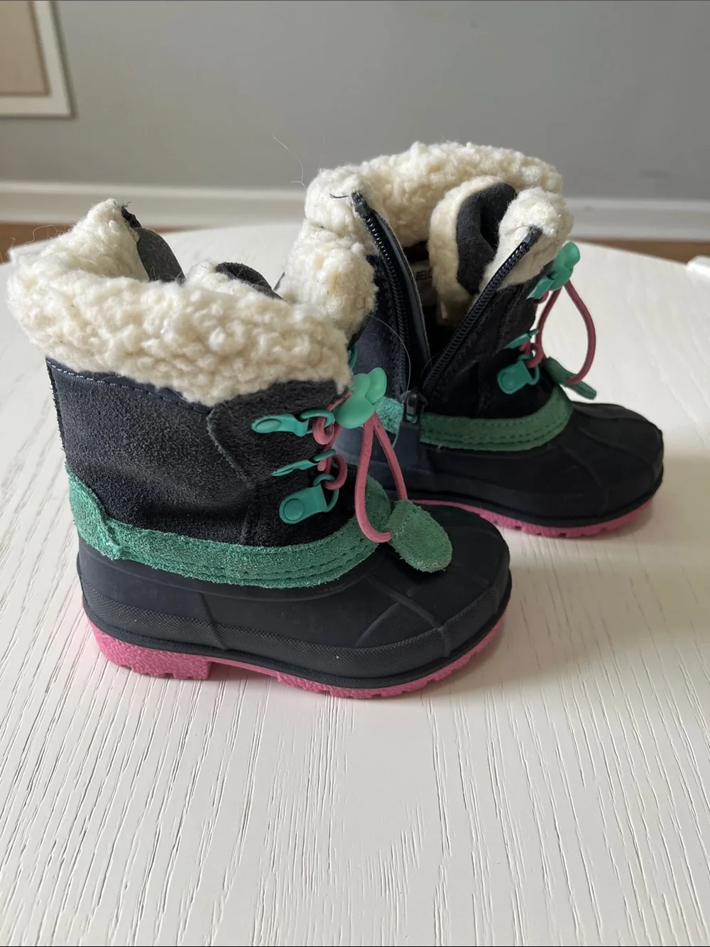 Kids Waterproof Snow Boots in Black, Pink & Teal